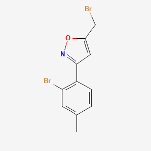 molecular formula C11H9Br2NO B7974232 5-(Bromomethyl)-3-(2-bromo-4-methylphenyl)-1,2-oxazole 