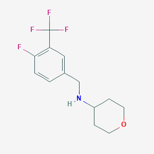 molecular formula C13H15F4NO B7974269 N-[[4-fluoro-3-(trifluoromethyl)phenyl]methyl]oxan-4-amine 