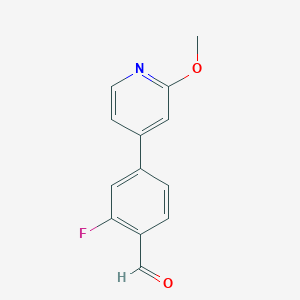 molecular formula C13H10FNO2 B7974327 2-Fluoro-4-(2-methoxypyridin-4-yl)benzaldehyde 