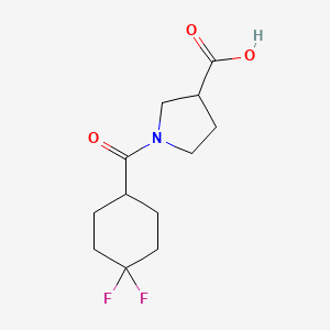 molecular formula C12H17F2NO3 B7974415 1-(4,4-Difluorocyclohexanecarbonyl)pyrrolidine-3-carboxylic acid 