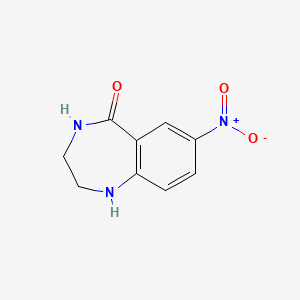 molecular formula C9H9N3O3 B7974627 7-NItro-1,2,3,4-tetrahydro-1,4-benzodiazepin-5-one 