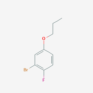 molecular formula C9H10BrFO B7974679 2-Bromo-1-fluoro-4-propoxybenzene 