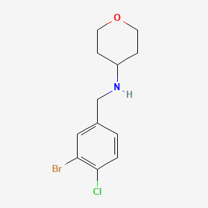 molecular formula C12H15BrClNO B7974683 N-[(3-Bromo-4-chlorophenyl)methyl]oxan-4-amine 