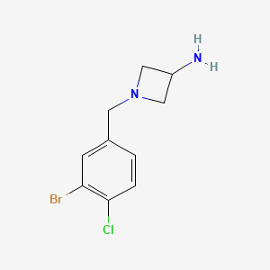 molecular formula C10H12BrClN2 B7974726 1-[(3-Bromo-4-chlorophenyl)methyl]azetidin-3-amine 