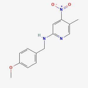 molecular formula C14H15N3O3 B7974820 N-[(4-methoxyphenyl)methyl]-5-methyl-4-nitropyridin-2-amine 