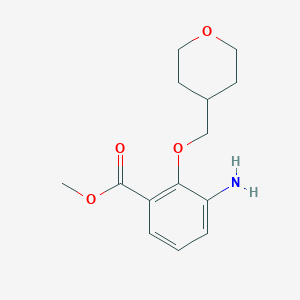 molecular formula C14H19NO4 B7974898 Methyl 3-amino-2-((tetrahydro-2H-pyran-4-yl)methoxy)benzoate 