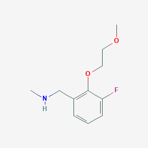 molecular formula C11H16FNO2 B7974928 1-(3-Fluoro-2-(2-methoxyethoxy)phenyl)-N-methylmethanamine 