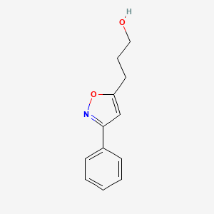 molecular formula C12H13NO2 B7975010 5-Isoxazolepropanol, 3-phenyl- CAS No. 54901-66-5
