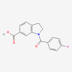 molecular formula C16H12FNO3 B7975023 1-(4-Fluorobenzoyl)-6-indolinecarboxylic acid 