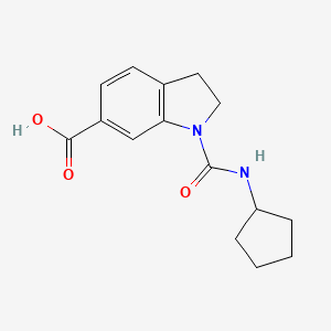 molecular formula C15H18N2O3 B7975025 1-(Cyclopentylcarbamoyl)-2,3-dihydroindole-6-carboxylic acid 