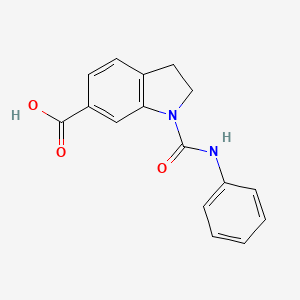 molecular formula C16H14N2O3 B7975031 1-(Phenylcarbamoyl)-2,3-dihydroindole-6-carboxylic acid 