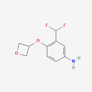 molecular formula C10H11F2NO2 B7975201 3-Difluoromethyl-4-(oxetan-3-yloxy)-phenylamine 