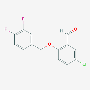 molecular formula C14H9ClF2O2 B7975251 5-Chloro-2-((3,4-difluorobenzyl)oxy)benzaldehyde 