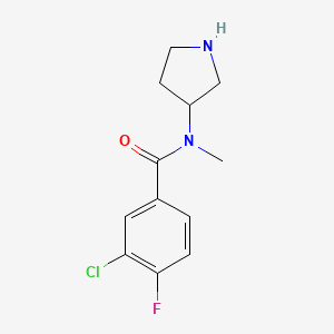 molecular formula C12H14ClFN2O B7975286 3-Chloro-4-fluoro-N-methyl-N-(pyrrolidin-3-yl)benzamide 