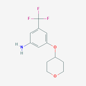 molecular formula C12H14F3NO2 B7975318 3-(Oxan-4-yloxy)-5-(trifluoromethyl)aniline 