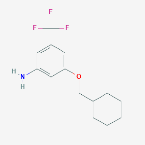 molecular formula C14H18F3NO B7975325 3-(Cyclohexylmethoxy)-5-(trifluoromethyl)aniline 