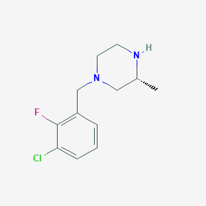 molecular formula C12H16ClFN2 B7975350 (R)-1-(3-Chloro-2-fluorobenzyl)-3-methylpiperazine 