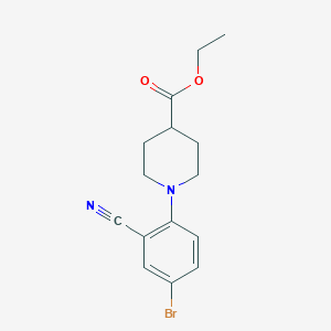 molecular formula C15H17BrN2O2 B7975922 Ethyl 1-(4-bromo-2-cyanophenyl)piperidine-4-carboxylate 