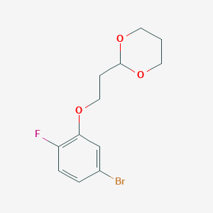 molecular formula C12H14BrFO3 B7976069 2-[2-(3-Bromo-6-fluoro-phenoxy)ethyl]-1,3-dioxane 