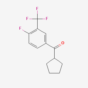 molecular formula C13H12F4O B7976353 4-Fluoro-3-(trifluoromethyl)phenyl cyclopentyl ketone 