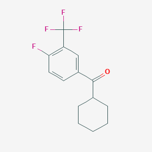 molecular formula C14H14F4O B7976359 4-Fluoro-3-(trifluoromethyl)phenyl cyclohexyl ketone 