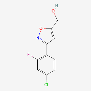 molecular formula C10H7ClFNO2 B7976422 [3-(4-Chloro-2-fluorophenyl)-1,2-oxazol-5-yl]methanol 