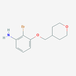 molecular formula C12H16BrNO2 B7976606 2-Bromo-3-((tetrahydro-2H-pyran-4-yl)methoxy)aniline 