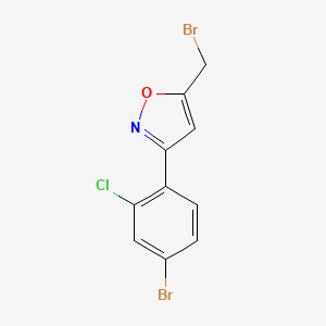 molecular formula C10H6Br2ClNO B7976646 3-(4-Bromo-2-chlorophenyl)-5-(bromomethyl)-1,2-oxazole 