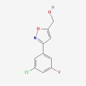 molecular formula C10H7ClFNO2 B7976732 [3-(3-Chloro-5-fluorophenyl)-1,2-oxazol-5-yl]methanol 