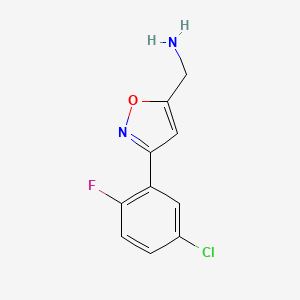 molecular formula C10H8ClFN2O B7976798 [3-(5-Chloro-2-fluorophenyl)-1,2-oxazol-5-yl]methanamine 