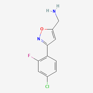 molecular formula C10H8ClFN2O B7976799 [3-(4-Chloro-2-fluorophenyl)-1,2-oxazol-5-yl]methanamine 