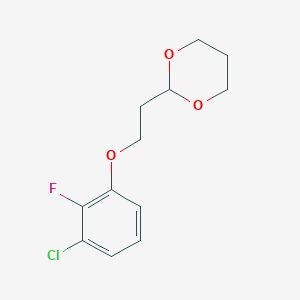 molecular formula C12H14ClFO3 B7976837 2-[2-(3-Chloro-2-fluoro-phenoxy)ethyl]-1,3-dioxane 