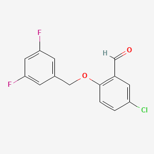 molecular formula C14H9ClF2O2 B7976860 5-Chloro-2-((3,5-difluorobenzyl)oxy)benzaldehyde 