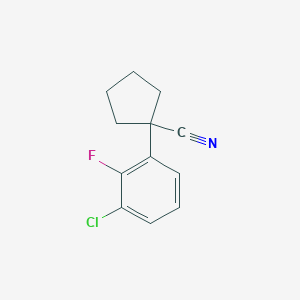 molecular formula C12H11ClFN B7976988 1-(3-Chloro-2-fluorophenyl)cyclopentanecarbonitrile CAS No. 1260654-34-9
