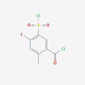 molecular formula C8H5Cl2FO3S B7977155 5-(Chlorosulfonyl)-4-fluoro-2-methylbenzoyl chloride 