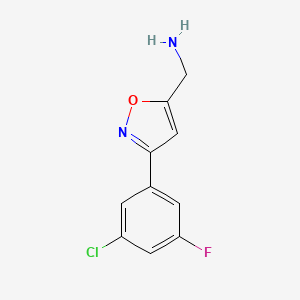 molecular formula C10H8ClFN2O B7977169 [3-(3-Chloro-5-fluorophenyl)-1,2-oxazol-5-yl]methanamine 