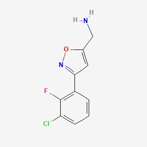 molecular formula C10H8ClFN2O B7977171 [3-(3-Chloro-2-fluorophenyl)-1,2-oxazol-5-yl]methanamine 
