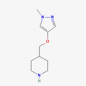 molecular formula C10H17N3O B7977227 4-{[(1-Methyl-1H-pyrazol-4-yl)oxy]methyl}piperidine 