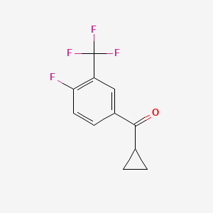 molecular formula C11H8F4O B7977566 4-Fluoro-3-(trifluoromethyl)phenyl cyclopropyl ketone CAS No. 59382-40-0