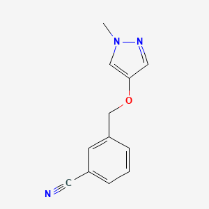molecular formula C12H11N3O B7977743 3-(((1-Methyl-1H-pyrazol-4-yl)oxy)methyl)benzonitrile 