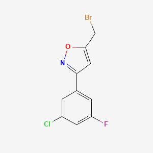 molecular formula C10H6BrClFNO B7977748 5-(Bromomethyl)-3-(3-chloro-5-fluorophenyl)-1,2-oxazole 