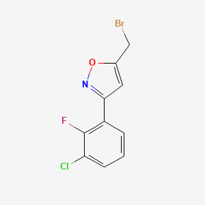 molecular formula C10H6BrClFNO B7977751 5-(Bromomethyl)-3-(3-chloro-2-fluorophenyl)-1,2-oxazole 