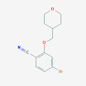 molecular formula C13H14BrNO2 B7977808 4-Bromo-2-((tetrahydro-2H-pyran-4-yl)methoxy)benzonitrile 