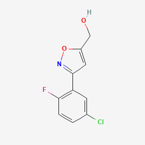 molecular formula C10H7ClFNO2 B7977853 [3-(5-Chloro-2-fluorophenyl)-1,2-oxazol-5-yl]methanol 