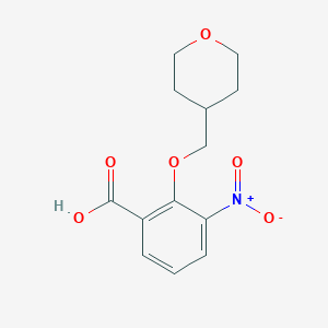 molecular formula C13H15NO6 B7977970 3-Nitro-2-(tetrahydro-pyran-4-ylmethoxy)-benzoic acid 