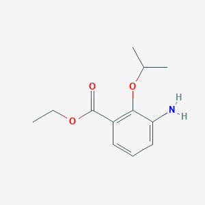 molecular formula C12H17NO3 B7978006 Ethyl 3-amino-2-(propan-2-yloxy)benzoate 