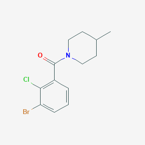 molecular formula C13H15BrClNO B7978097 (3-Bromo-2-chlorophenyl)(4-methylpiperidin-1-yl)methanone 