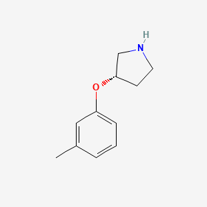molecular formula C11H15NO B7978525 (S)-3-(3-Methylphenoxy)pyrrolidine HCl 