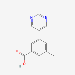 molecular formula C12H10N2O2 B7978825 3-Methyl-5-(pyrimidin-5-yl)benzoic acid 