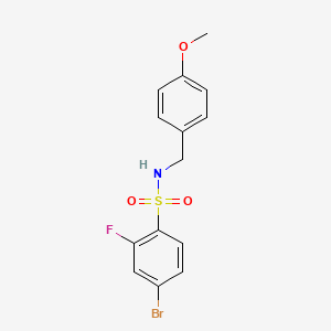 molecular formula C14H13BrFNO3S B7978870 4-bromo-2-fluoro-N-[(4-methoxyphenyl)methyl]benzenesulfonamide 